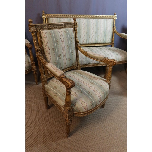 19th Century Giltwood Living Room Set, Set of 5 For Sale - Image 9 of 16
