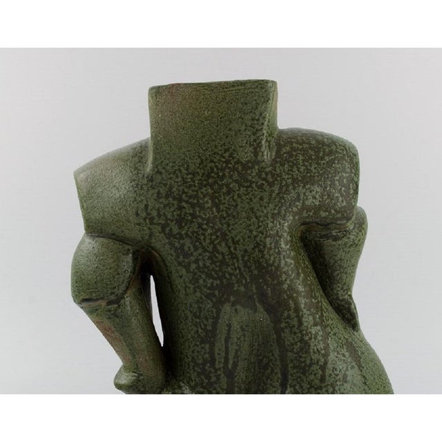 French Organically Shaped Vase in Glazed Stoneware, 1980s For Sale - Image 4 of 9