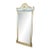 French Neoclassical Floor Mirror With White & Gold Leaf Frame and Decorative Pediment For Sale