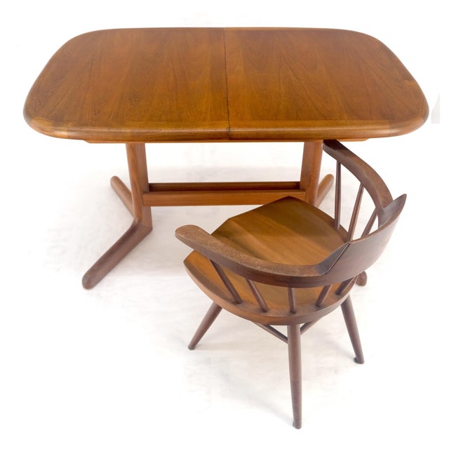 DUX Late 20th Century Danish Mid Century Modern Teak Dining Table w/ 18" Pop Up Hide Away Leaf MINT For Sale - Image 4 of 18