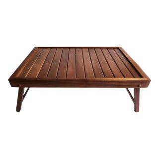 1970s Teak Wood Folding Tray With Slotted Surface For Sale