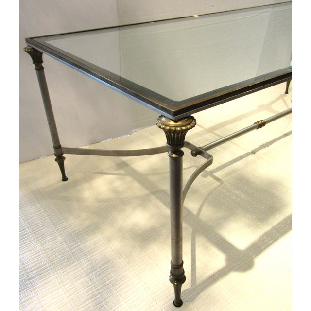 Maison Jansen Brass and Steel Glass Top Cocktail Table Circa 1960s For Sale In Miami - Image 6 of 14