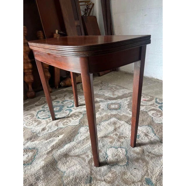 Early 20th Century Antique Georgian Style Mahogany Flip Top Gateleg Game Card Console Table For Sale - Image 4 of 10