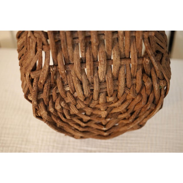 French Antique "Buttocks" Harvest Basket Handmade From Grapevine For Sale - Image 10 of 11