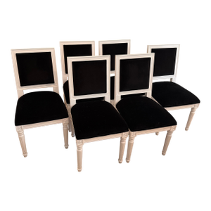 Set of 6 Lacquered Wood Framed Dining Chairs
