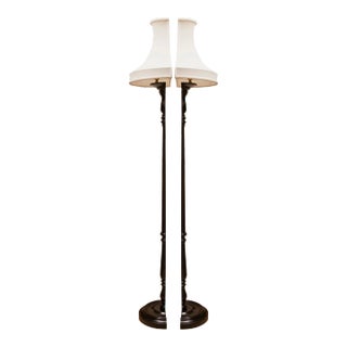 Pair of Suzan Fellman Half-Depth Floor Lamps & Shades For Sale