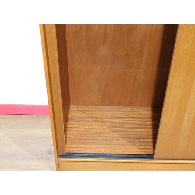 Mid Century Modern Vintage Teak Sliding Door Armoire Wardrobe in the Style of Austinsuite Danish Style For Sale - Image 4 of 14