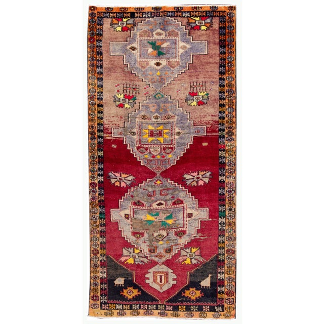 1960s Vintage Azeri Handmade Tribal Multicolor Wool Runner For Sale - Image 10 of 10