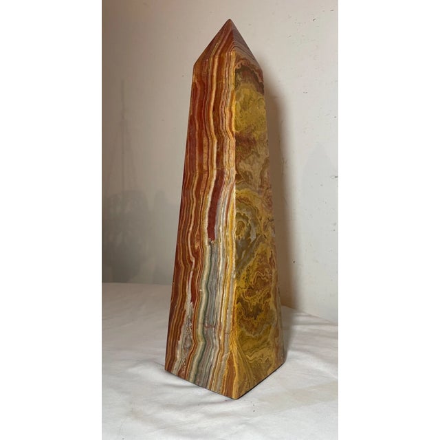 1970s Huge Vintage Solid Red Onyx Stone Gran Tour Obelisk Statue Table Sculpture For Sale - Image 5 of 15