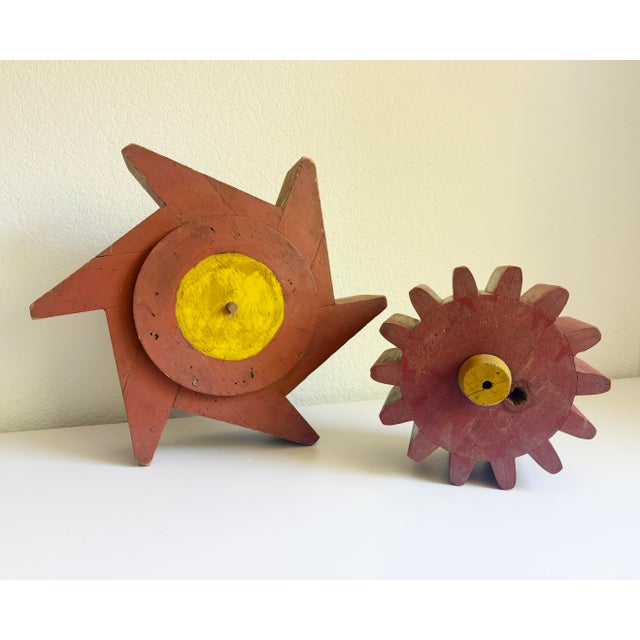 Wood Large Antique Industrial Wooden Gear Molds, a Pair, Late 19th Century For Sale - Image 7 of 13