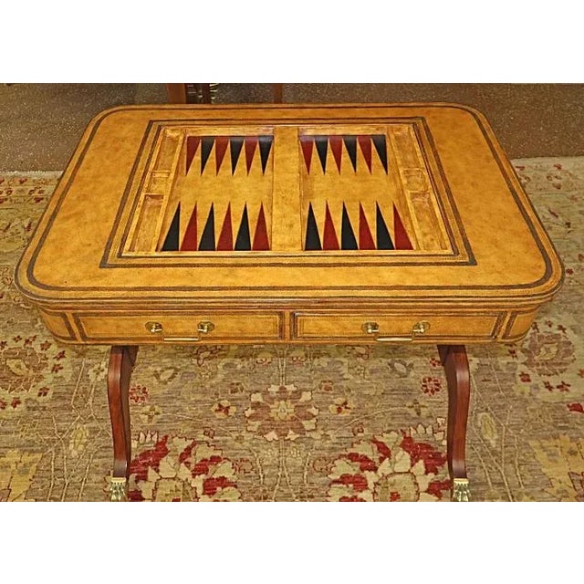 Drexel Heritage Drexel Heritage Regency Style Leather and Mahogany Game Table For Sale - Image 4 of 11