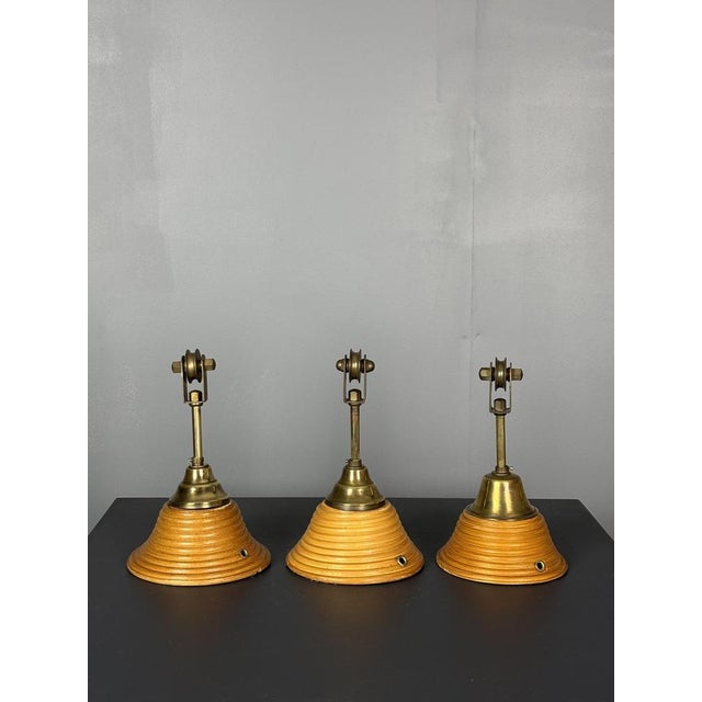 Mid-Century Modern Rattan Bamboo Pendant Lamps, 1970s, Set of 3 For Sale - Image 4 of 16