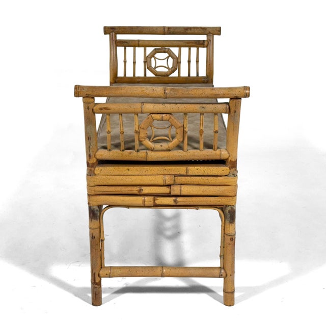 Mid 20th Century Mid 20th Century Bamboo and Cane Bench with Cushion For Sale - Image 5 of 11