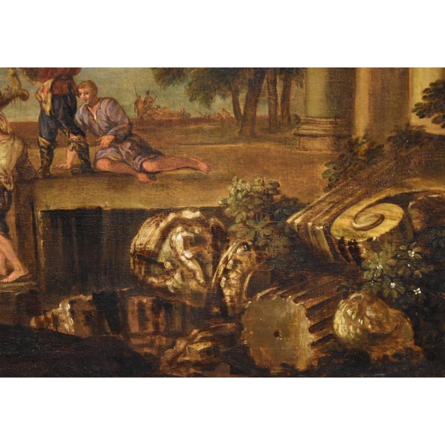 Jacob De Heush, Coastal Landscape with Architectural Ruins, 1680, Oil on Canvas, Framed For Sale - Image 13 of 16