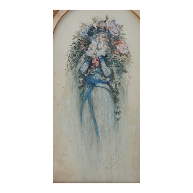 Sarah Bernhardt in the Lady of the Camellias Watercolor by Georges Clairin, 1903 For Sale