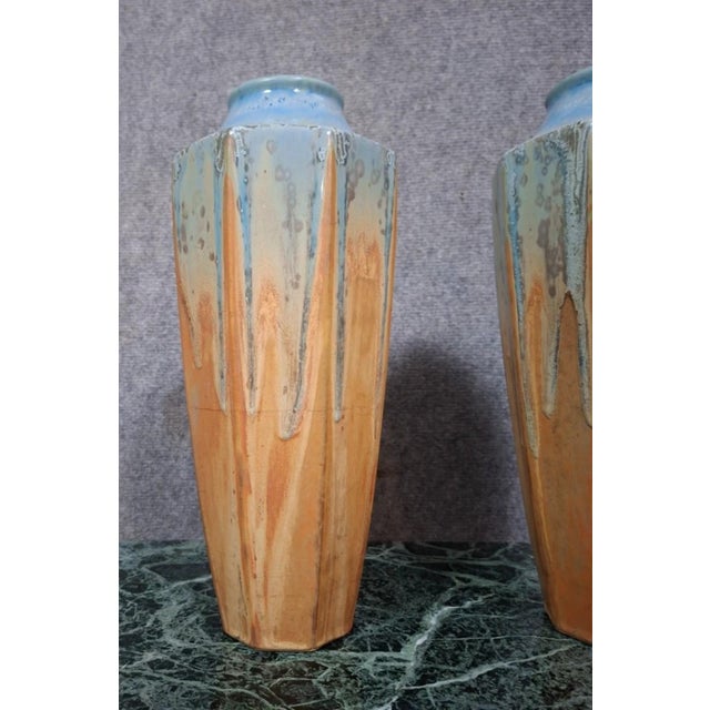 Art Deco Vases in Glazed Ceramic, Set of 2 For Sale - Image 3 of 9