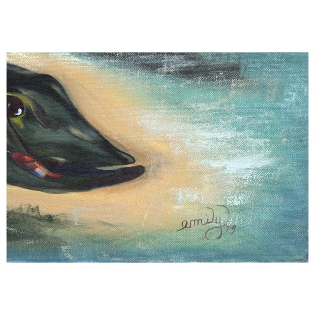 American Vintage Oil Painting of Northern Pike, Fish on Hook For Sale - Image 3 of 4