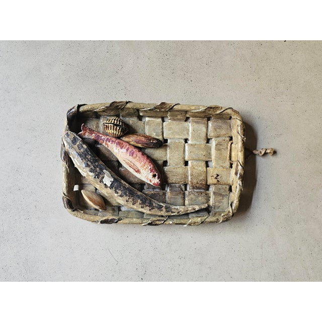Ceramic Neapolitan Ceramic Baskets Wall Sculptures with Fish and Seafood by V. Sostegno, 1950s, Set of 2 For Sale - Image 7 of 14