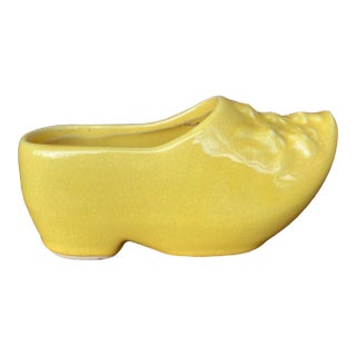 McCoy Yellow Wooden Shoe Ceramic Planter For Sale