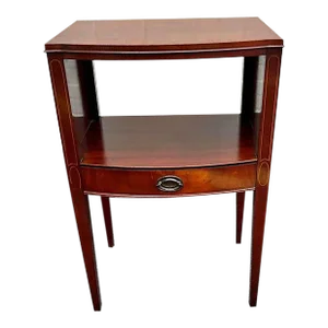Antique Early 20th Century Federal Style Mahogany Inlaid 2 Tier Side Table. Circa 1930-1940s