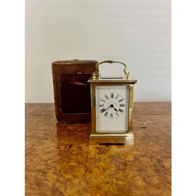Large Victorian Brass Carriage Clock, 1880s For Sale - Image 3 of 7