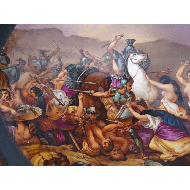 Large Hand-Painted Wall Charger Plate Depicting Roman Battle with Semi Nude Sabine Woman, 1866 For Sale - Image 15 of 18