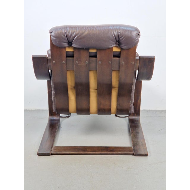 Vintage Armchair in Brown Leather and Bentwood attributed to Coja, 1970s For Sale - Image 11 of 18