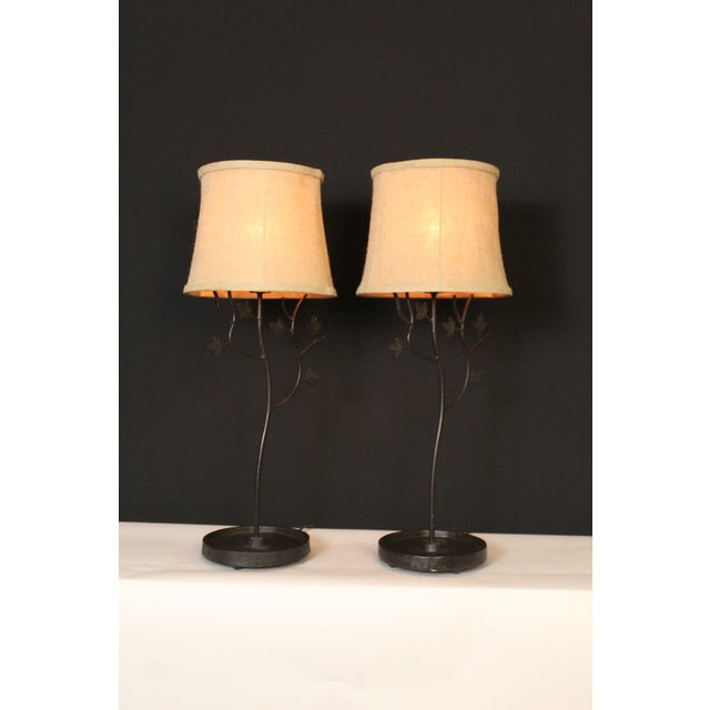 Metal 1930s Eastlake Hand Forged Iron Lamps - a Pair For Sale - Image 7 of 12