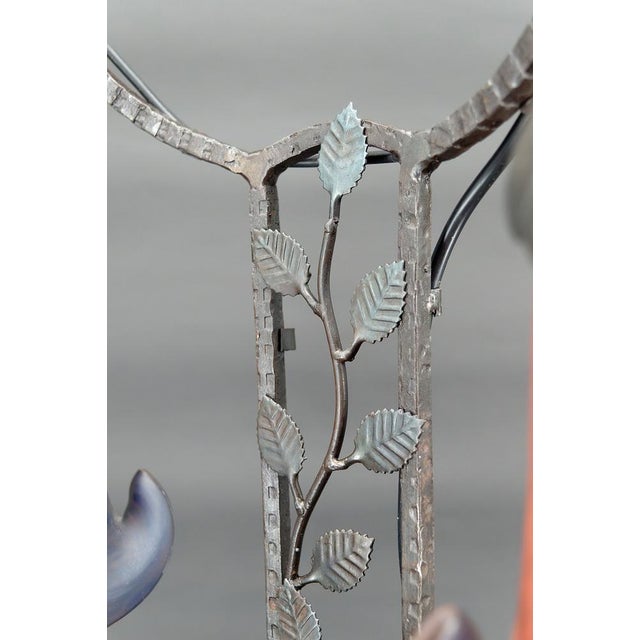 Vintage Art Deco Wrought Iron Lamp by Muller, 1920 For Sale - Image 9 of 18