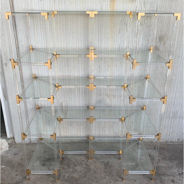 Mid 20th Century Brass, Lucite and Glass Étagère with Five Shelves For Sale - Image 4 of 18