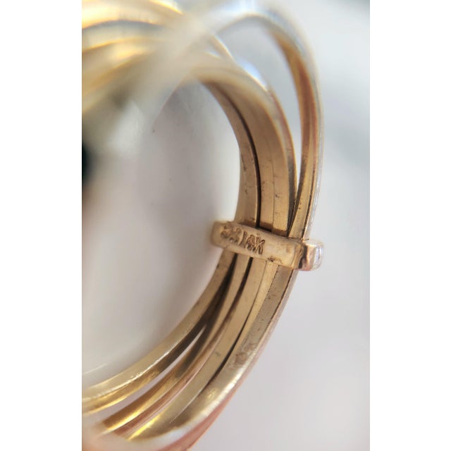 Metal Vintage 14k Gold Emerald, Ruby and Diamond Bezel Set Bands, Size 7 For Sale - Image 7 of 7