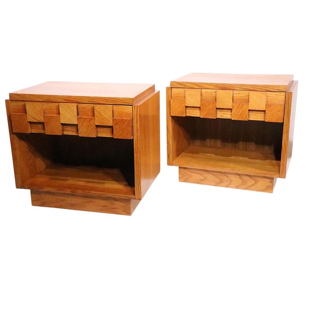 Lane  brutalist Pair Brutalist Staccato Night Table by the Lane Furniture Company C1960/70's For Sale - Image 4 of 18