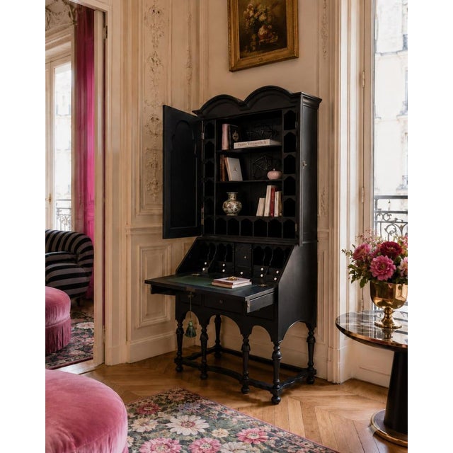 19th Century English Writing Desk in Black Lacquer For Sale - Image 4 of 9