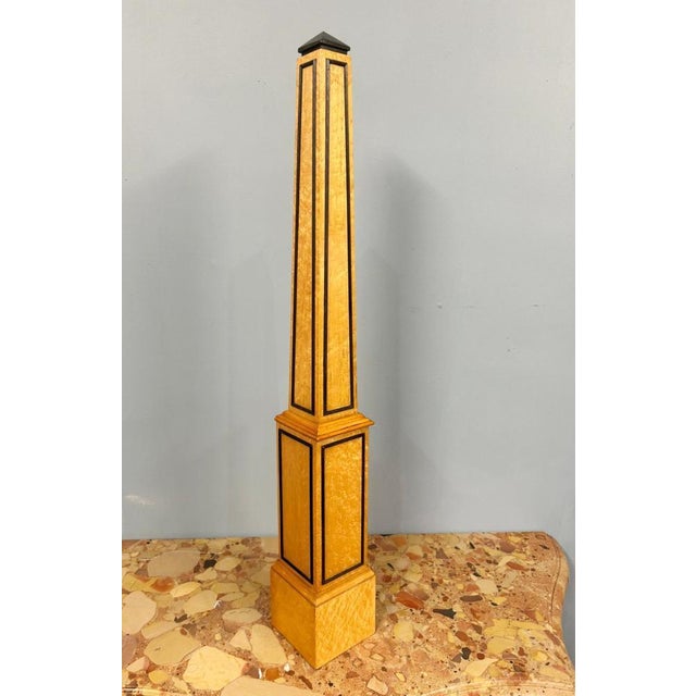 Italian Grand Tour Obelisks in Satinwood with Ebonized Trim, Set of 2 For Sale - Image 9 of 10