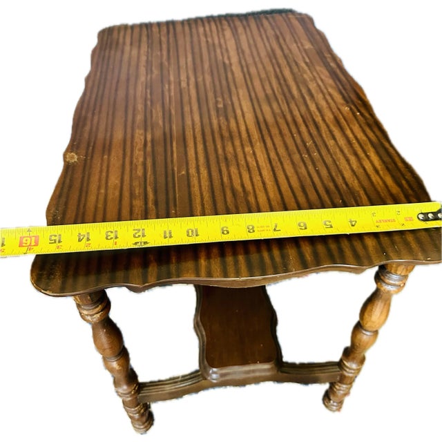 1920s Vintage English Jacobean Style Side Table With Scalloped Top For Sale - Image 5 of 12