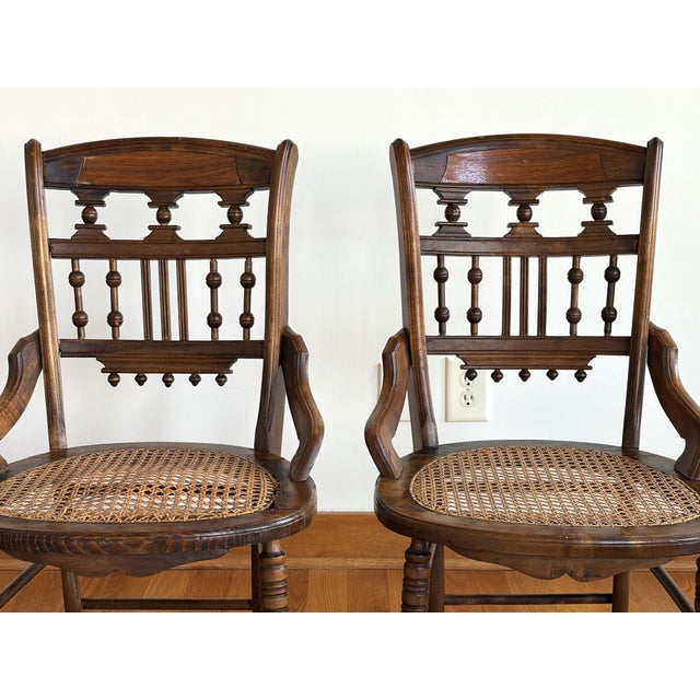 Victorian Eastlake Cane Seat Chairs - A Pair For Sale - Image 10 of 14