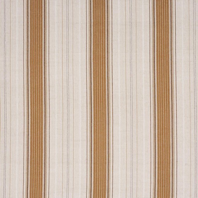 Sample - Schumacher Idris Stripe Fabric In Ochre For Sale