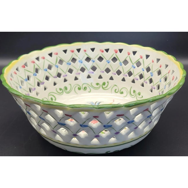 Traditional Made in Portugal Reticulated Fruit Bowl or Basket For Sale - Image 3 of 10