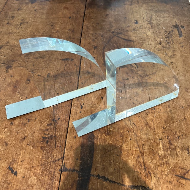 Mid-Century Modern Acrylic Book Ends For Sale - Image 3 of 6