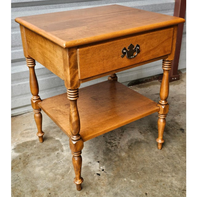 Ethan Allen American Traditional Solid Maple Birch Tiered Side Table For Sale - Image 10 of 11