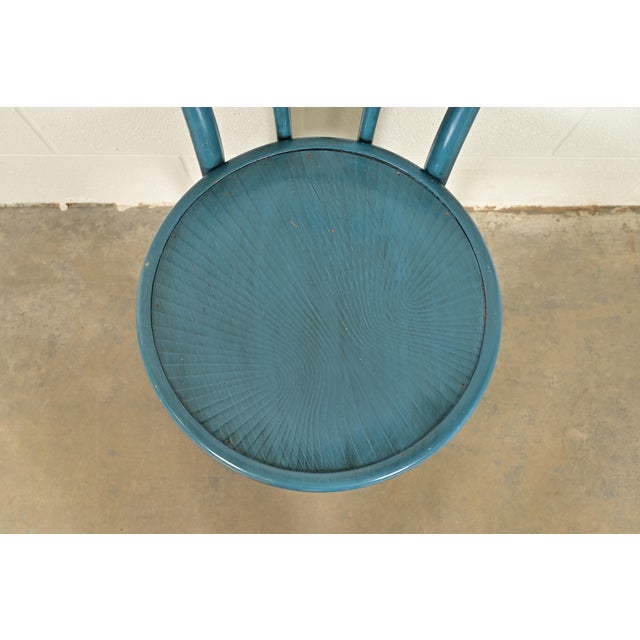Wood Jacob & Josef Kohn Antique Austrian Teal Lacquered Bentwood Bistro Chairs or Dining Chairs, Pair For Sale - Image 7 of 16