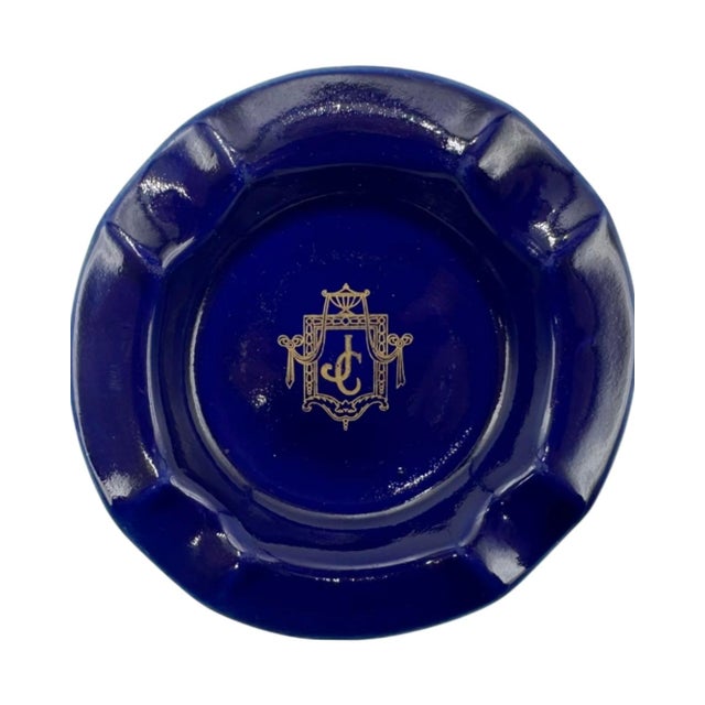 Vintage Iconic Jonathan Club Ashtray Los Angeles Cobalt Blue For Sale - Image 9 of 12