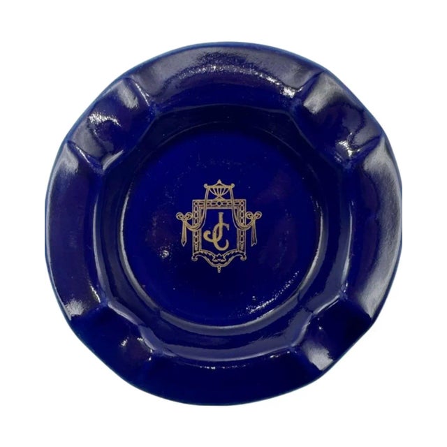 Vintage Jonathan Club Los Angeles Cobalt Blue Ashtray Dish For Sale - Image 9 of 12