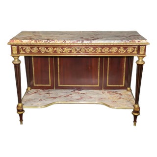 Exceptional 19th Century French Louis XVI Style Marble-Top Console Table With Ormolu Accents For Sale