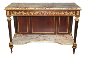 Exceptional 19th Century French Louis XVI Style Marble-Top Console Table With Ormolu Accents