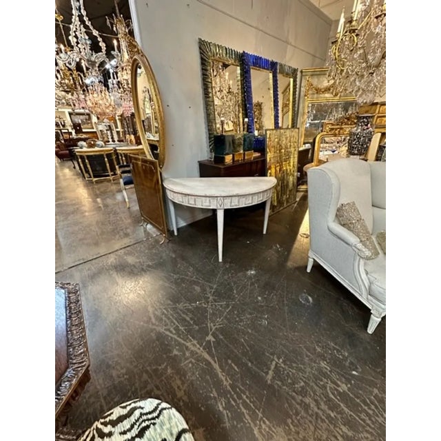 Neoclassical 19th Century Swedish Neo-Classical Painted Demi-Lune Consoles For Sale - Image 3 of 7