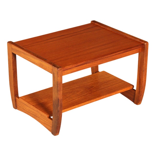Mid-Century Modern Teak Side Table with Magazine Shelf, 1970s For Sale