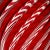 Mid 20th Century Vintage Murano AVeM Swirling Ruby Red Clear Stripes Italian Art Glass Ruffle Rim Footed Flower Vase For Sale - Image 5 of 8