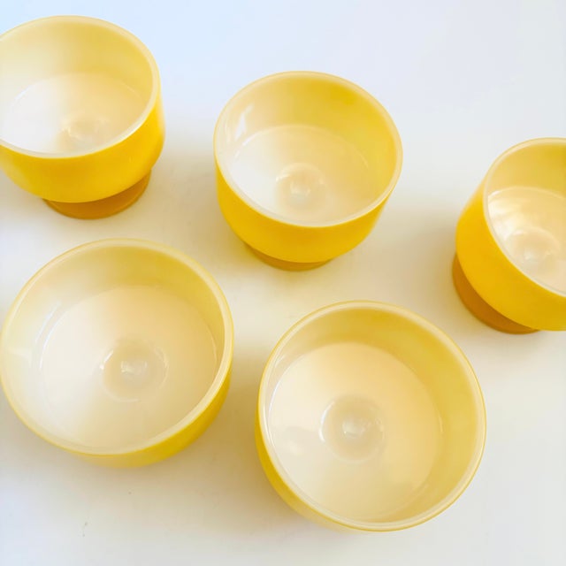 Mid-Century Modern Mid 20th Century Mid Century Modern Yellow Milk Glass Coupes by Federal Glass - Set of 5 For Sale - Image 3 of 13