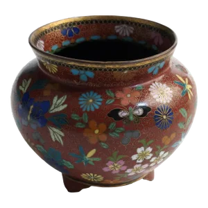 Small Cloisonne Vase With Flowery Design Late 1800